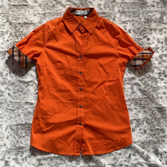 Bugatchi womens button down orange top - Picture 2 of 5